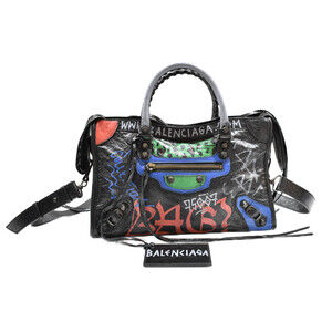 BALENCIAGA City shoulder bag handbag black multicolor mirror